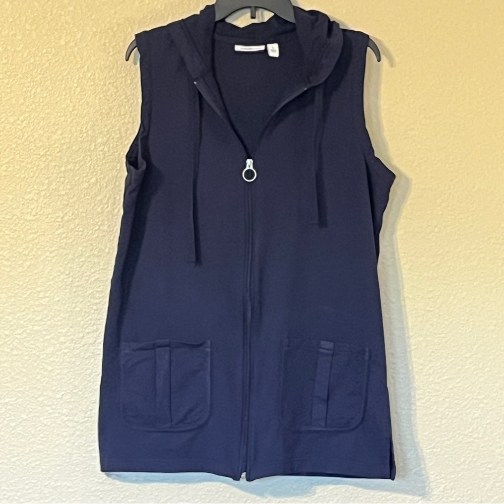 Croft & Barrow Women’s L Navy Blue Sleeveless Full Zipper Hoodie Vest